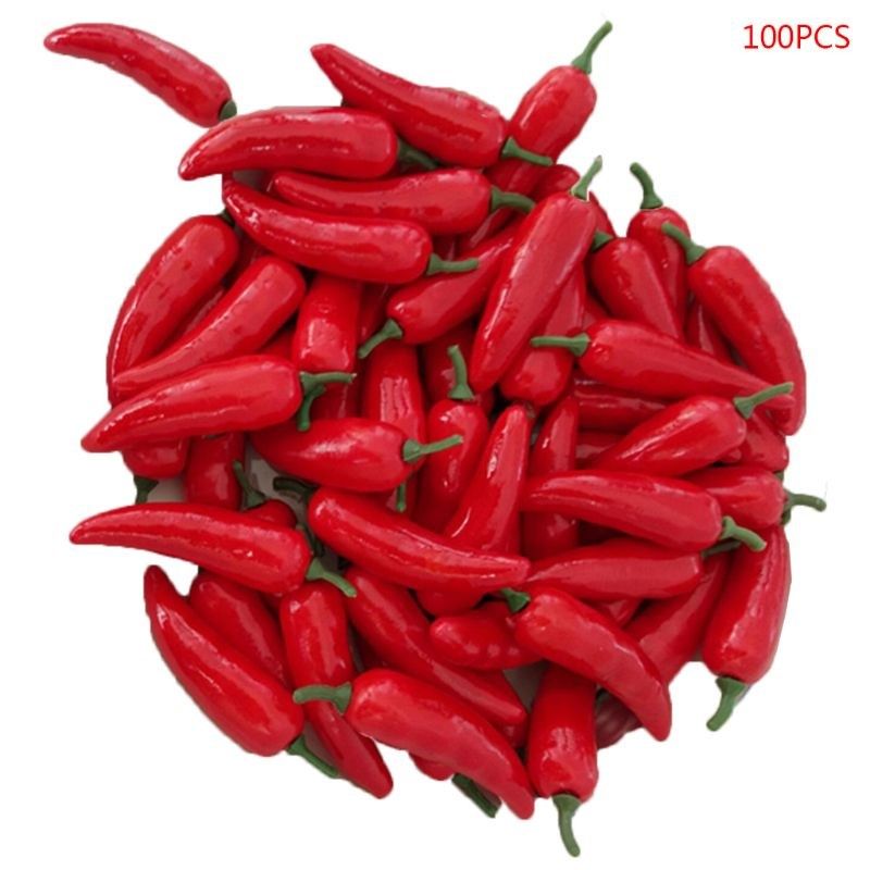 100pcs realistic lifelike artificial red pepper hot chili si