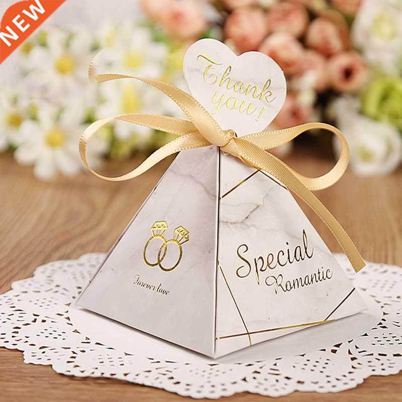 triangular pyramid marble candy box wedding favors and gifts