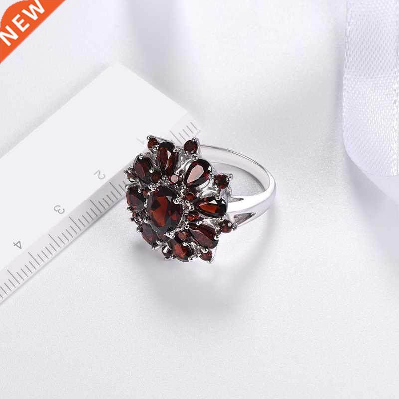 hot sale classic silver color inlaid garnet red zircon flowe