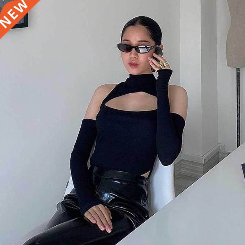 high fashion womens long-sleeved bodysuit solid color