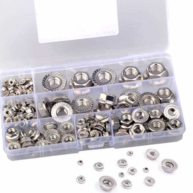 140PCS FLANGE NUT ASSORTMENT KT M3M5M6M8M10M12 304 STANL