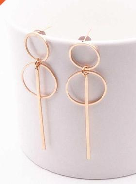 Fashion Earrings Punk Simple Gold Silver Color Long Section