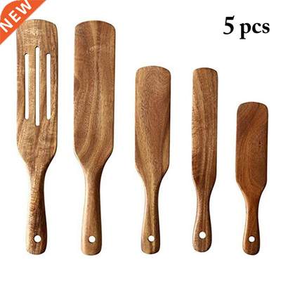 5pcs Wooden Spurtle Non Stick Cooking Spatula Stirring Paddl