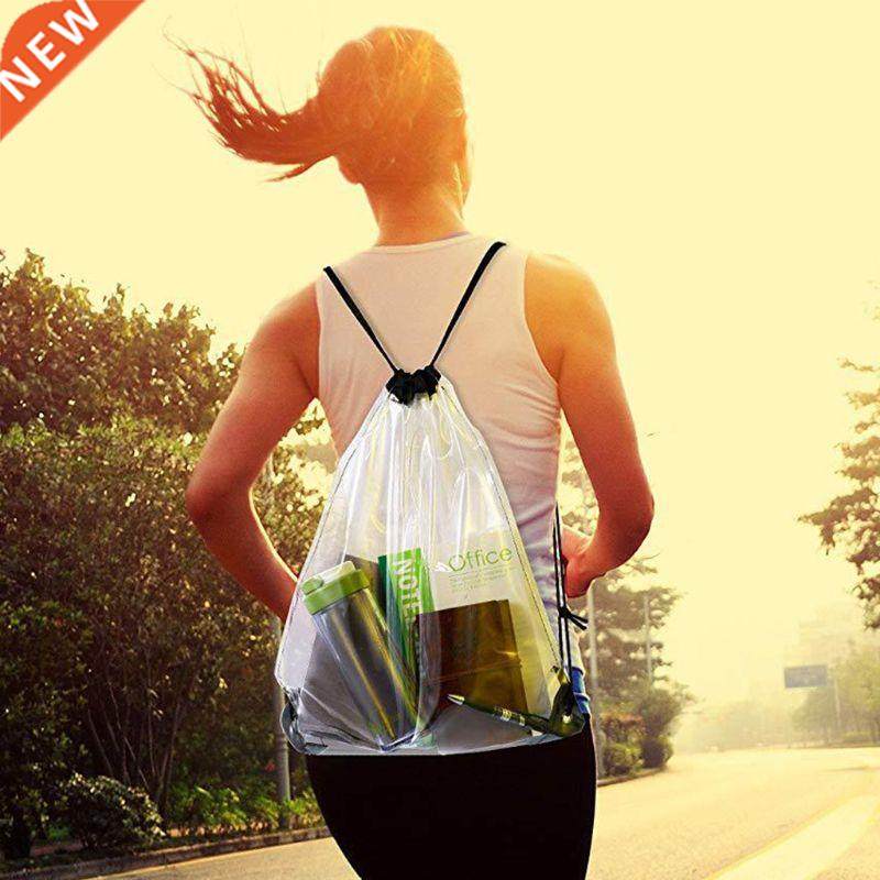 new transparent drawstring backpack school tote gym bag spor