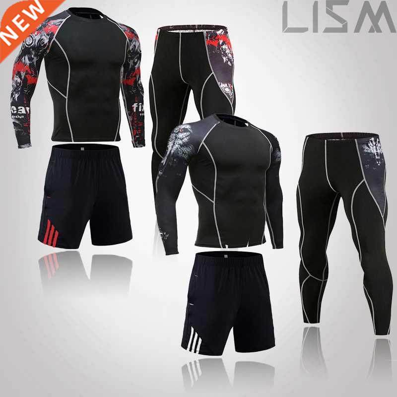 sports 3 pieces/sets of mens track suit gym fitness com
