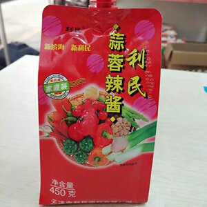 天津特产利民蒜蓉辣酱450g立体袋 火锅蘸料烧鱼炒菜辣椒酱5袋包邮