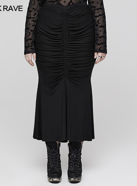 PUNKRAVE哥特风修身半身裙包臀裙大码女装秋冬新款高腰一步裙黑色