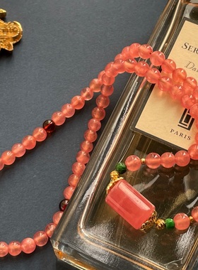 红纹高货舒俱来石榴石佛珠