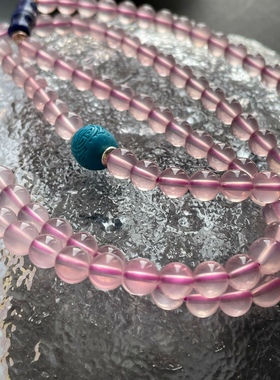 不仅是恋爱脑可收藏的多圈老矿莫桑比克粉晶佛珠水晶手链项链女款