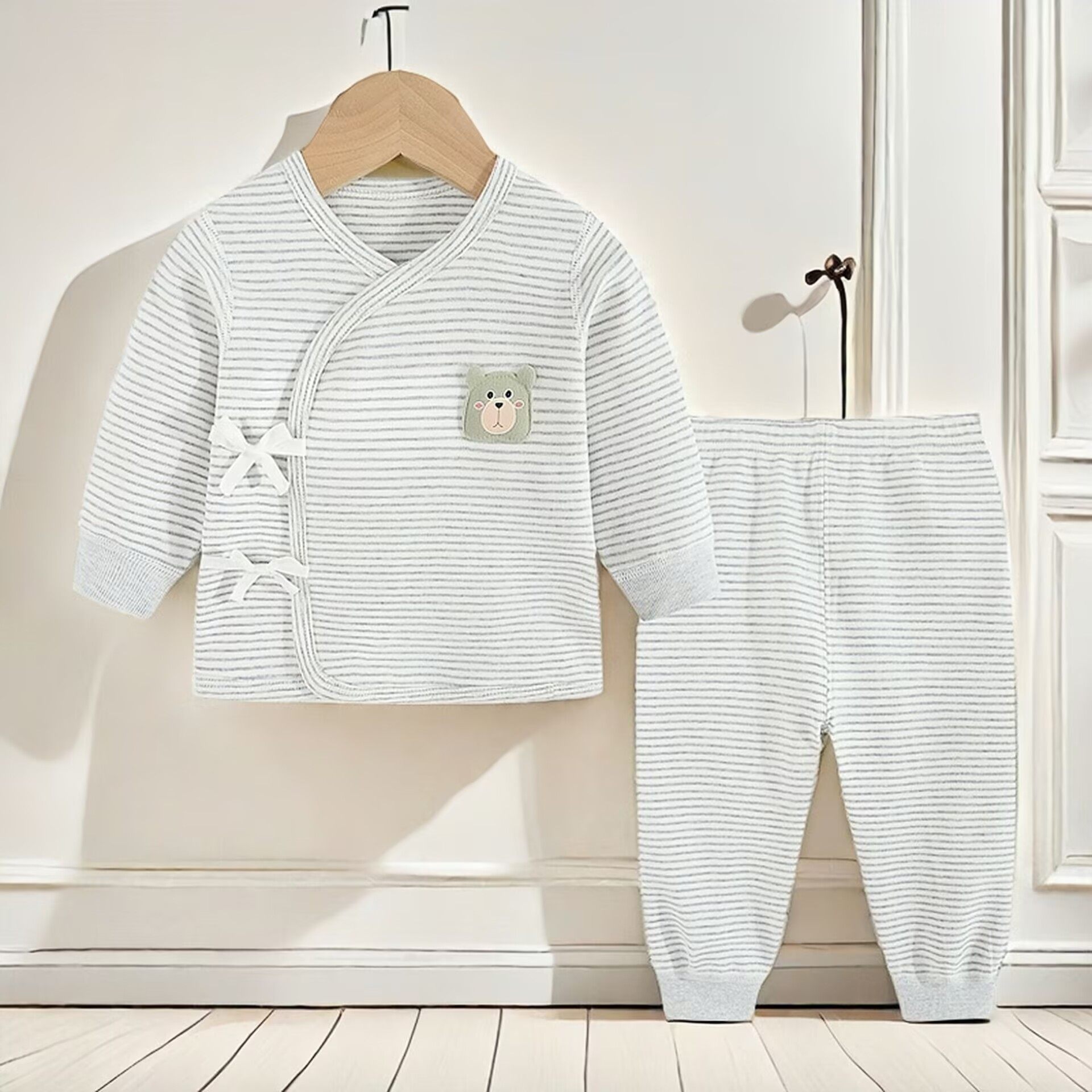 初生婴儿衣服春秋新生儿打底内衣套装舒绒棉绑带衣和尚服宝宝睡衣