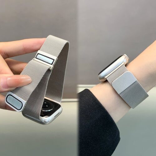 适用iwatch强双米兰金属磁吸表带