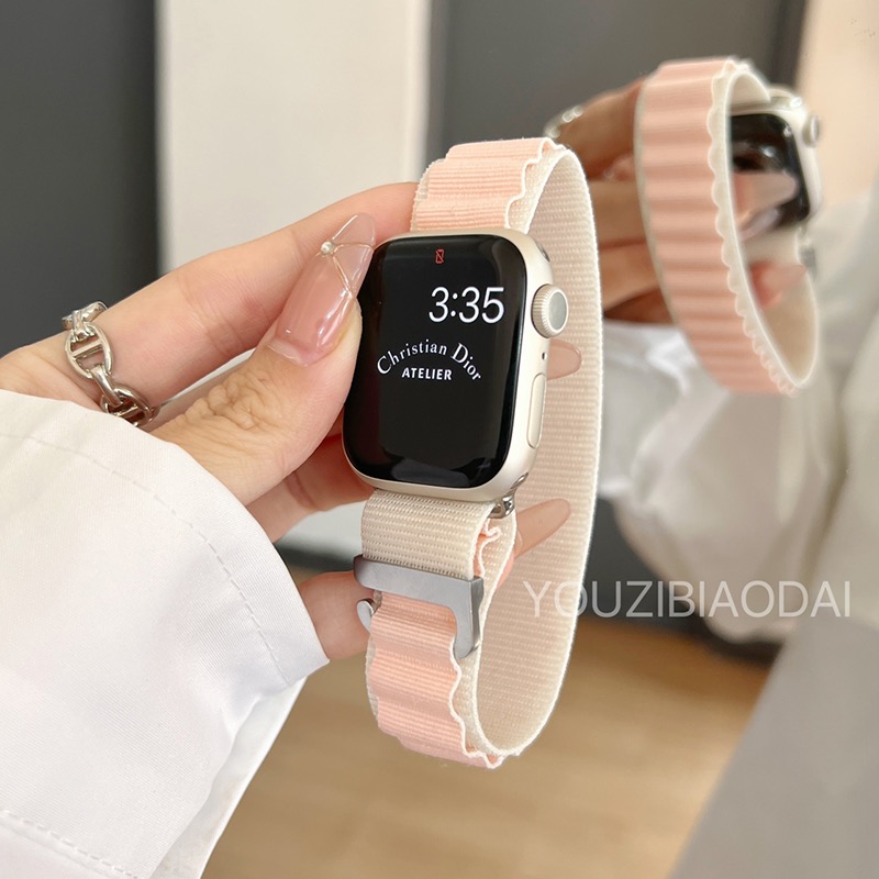 适于苹果手表S8表带尼龙applewatch拼色高山回环运动iwatch男女款