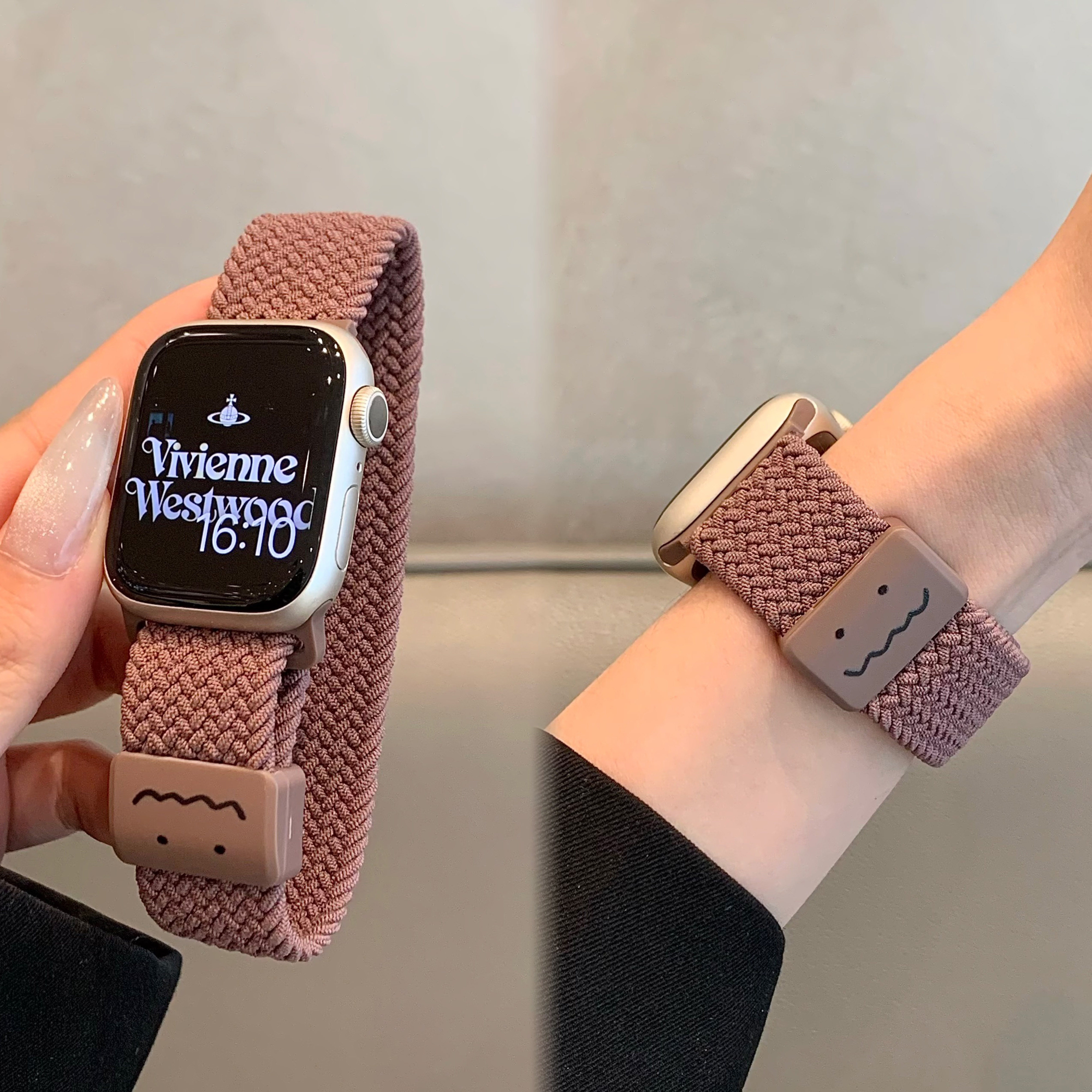 适用苹果手表iwatch10表带可爱涂鸦弹力尼龙编织磁吸扣applewatch