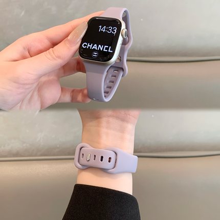 适用苹果手表iwatch10表带透气细款小蛮腰硅胶蝴蝶扣applewatch98