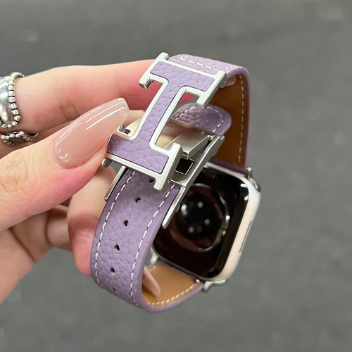 秋冬荔枝纹H磁吸扣iwatch表带