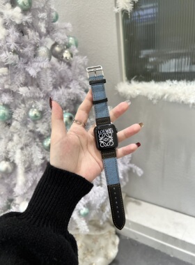 新款秋冬男女同款潮牌百搭牛仔帆布苹果表带适用于iwatch7SE65432