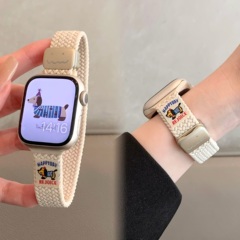 适用苹果手表iwatch10表带腊肠狗涂鸦细版编织磁吸扣applewatch98