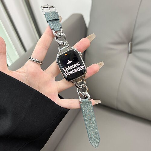 牛仔拼金属链条iwatch表带男女