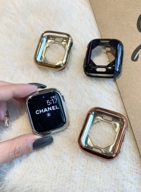 电镀软壳包边超薄防摔保护套适用于苹果手表iwatch654321se保护壳