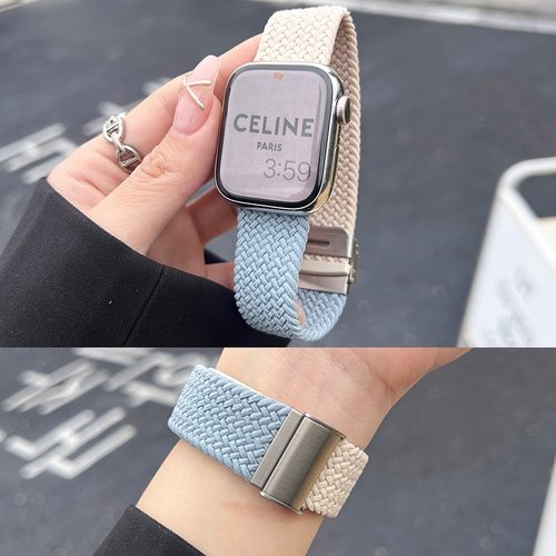 拼色尼龙弹力编织iwatch表带潮