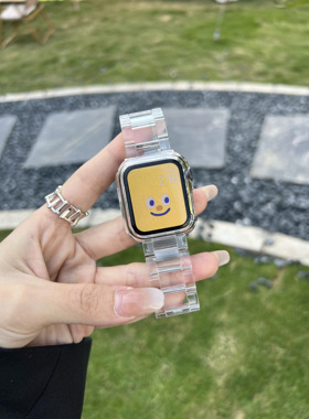 夏日透明小冰块树脂苹果手表带适用于applewatch7代654通用iwatch