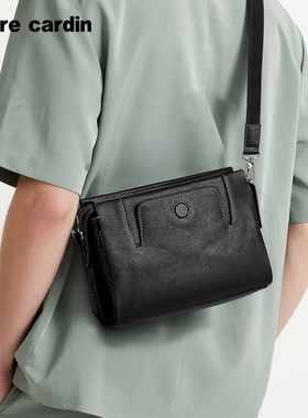 【真皮】皮尔卡丹男士单肩斜挎包商务头层牛皮hobo包通勤邮差包男