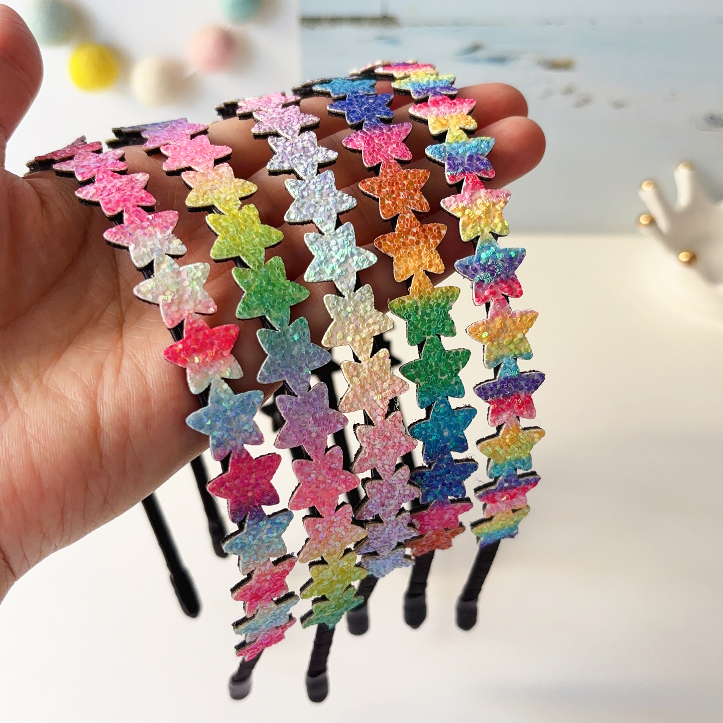 韩国进口渐变色爱心星星发箍头箍