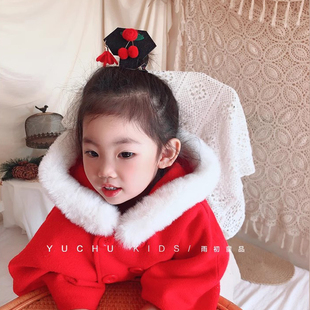 中国风儿童发饰格格旗袍头饰宝宝发夹女孩发卡过新年大红汉服头花