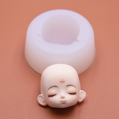 超轻粘土粘土Q版闭眼脸模bjd硅胶脸模翻糖人部头模正比BJD脸模