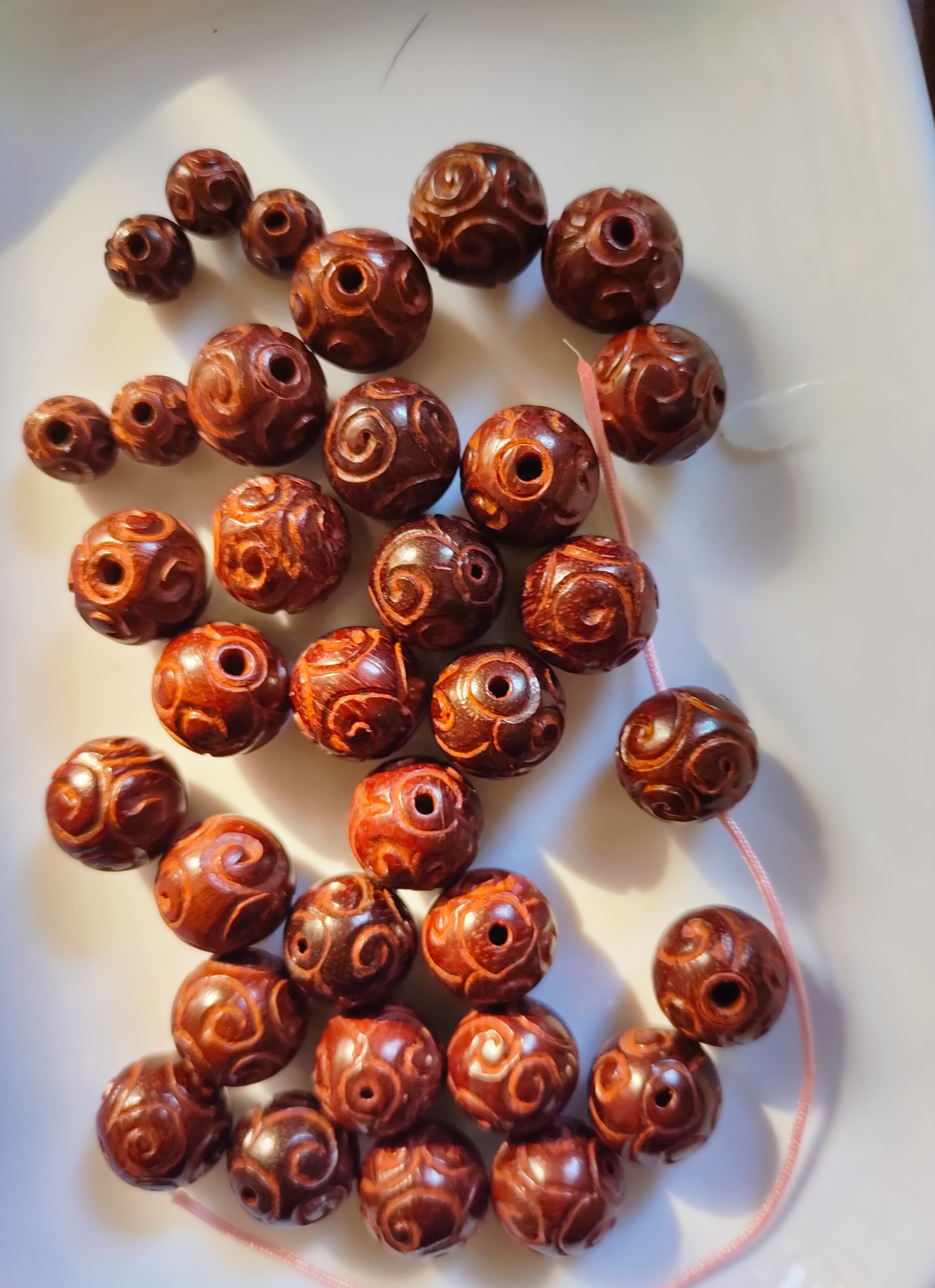 【美玉缘】diy散件印度小叶紫檀手工雕刻福纹珠佛珠佛牌配件隔珠