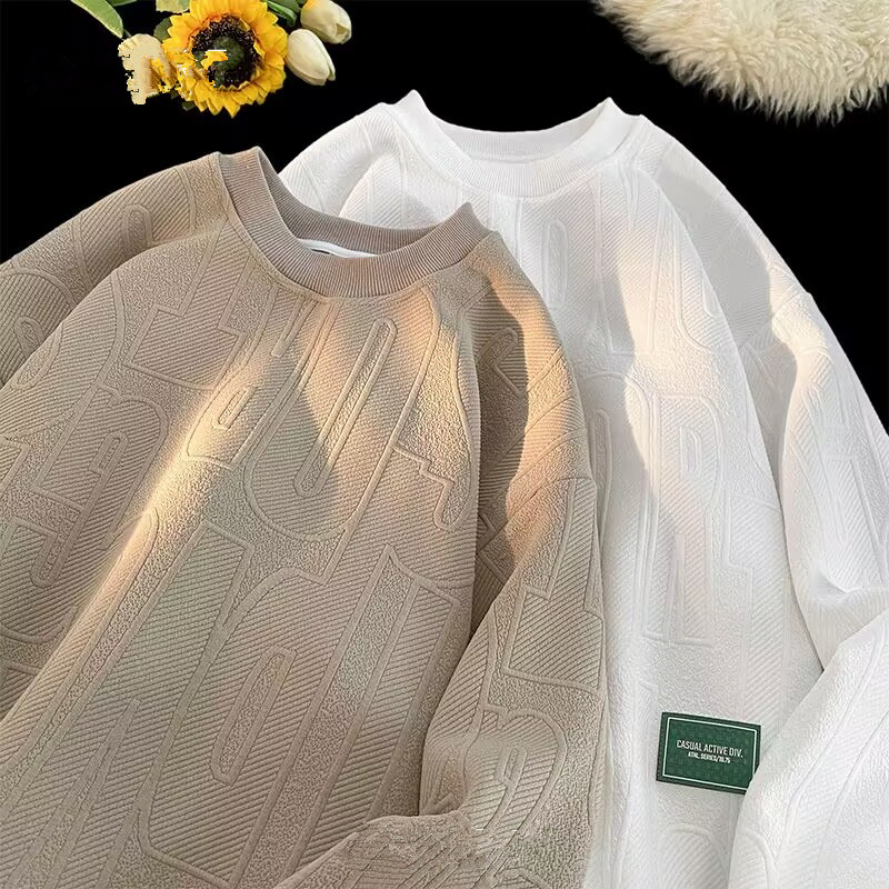 清仓捡漏圆领卫衣男秋季潮牌宽松百搭长袖T恤上衣韩版潮流打底衫