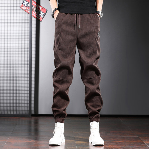 清仓捡漏秋冬季灯芯绒裤子男加绒保暖男士休闲裤潮流宽松束脚卫裤