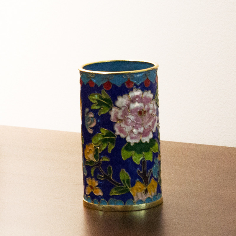 程老师手工北京景泰蓝笔筒铜胎花丝珐琅笔筒中国风特色礼品送老外