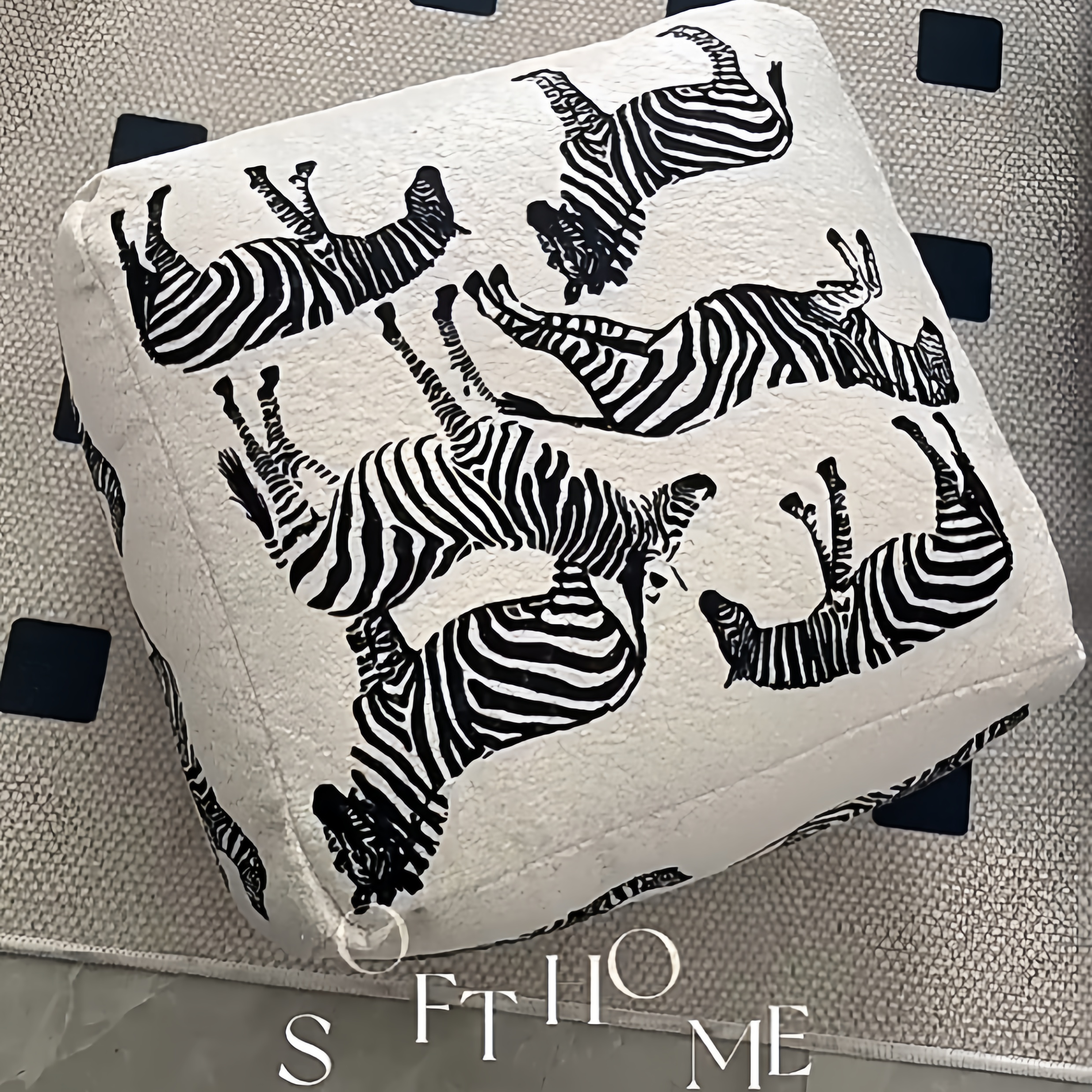 小红书同款斑马坐墩懒人坐垫可拆洗矮凳白色斑马地板垫打坐蒲团芯,居家布艺,蒲团,淘宝优惠券,粉丝福利购,淘宝优惠卷