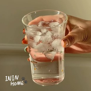 彩色点点玻璃牛奶杯早餐杯韩系可微波炉加热高硼硅ins高脚香槟杯