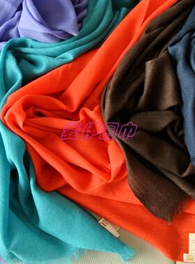 大美如此 美国原单春夏秋冬薄款纯色山羊绒围巾披肩 男款女款礼品