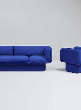 北欧网红服装店客厅单人简约摩登现代设计会展三人克莱因蓝色沙发