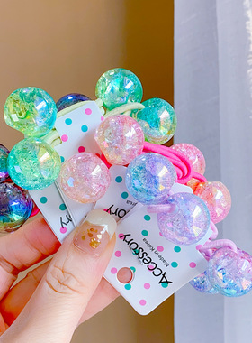 韩版爆裂纹珠子绕绕儿童可爱经典百搭发绳发饰高弹抖音爆款皮筋