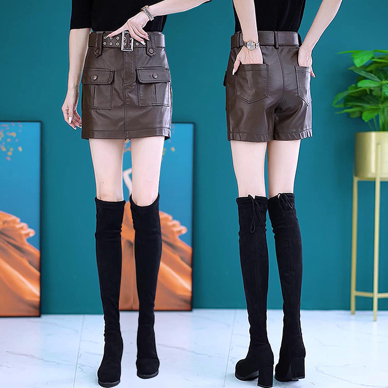 pu皮裙半身裙裤春秋女2025新款短裙洋气百搭高腰显瘦a字包臀裤裙