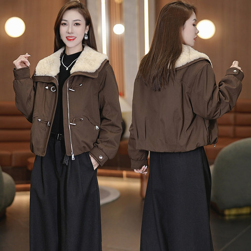 羊羔毛领棉服女款冬季新款