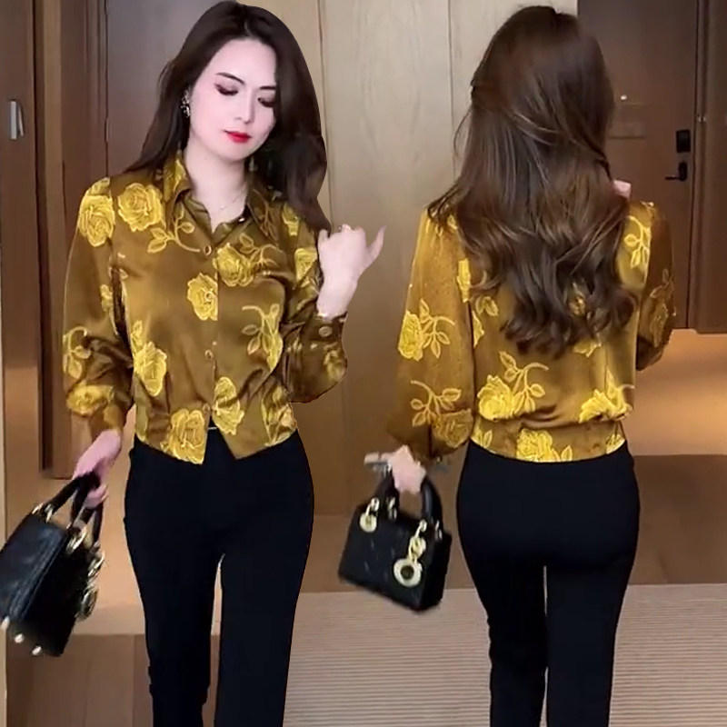 新中式女装2024春款国风印花女士衬衫时尚百搭洋气质显瘦长袖上衣 - 淼淼屋原创衣橱出品