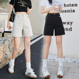 显瘦遮肉百搭舒适休闲阔腿热裤 新款 女2026夏季 高腰五分牛仔短裤
