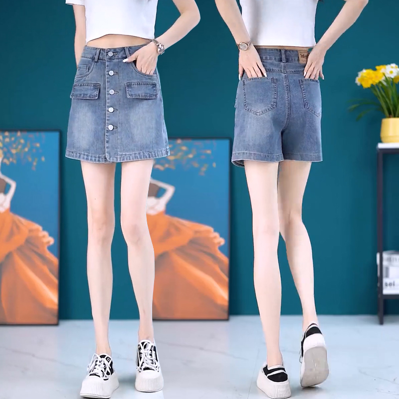 2025夏季新款牛仔裙短裤裙女薄款高腰百搭显瘦洋气半身裙a字裙裤
