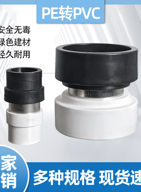 PE转PVC胶粘接头给水转热熔配件4分6分2寸75/25/90/110黑转白直通