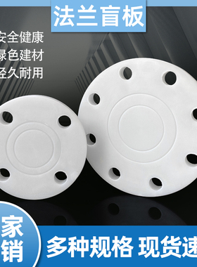 PP水管盲板DN154065100白色盲板封板24 6寸法兰孔封堵头耐酸封板