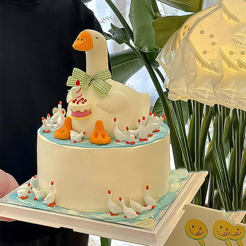 三十鹅立蛋糕装饰软陶大白鹅
