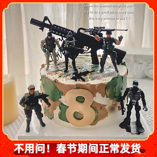 男孩款军事部队蛋糕装饰特种兵机枪M16AK47模型儿童生日合金玩具