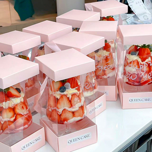 爆款冬日草莓季白兰地红酒杯蛋糕装饰姐妹聚会团建高脚杯手提礼盒