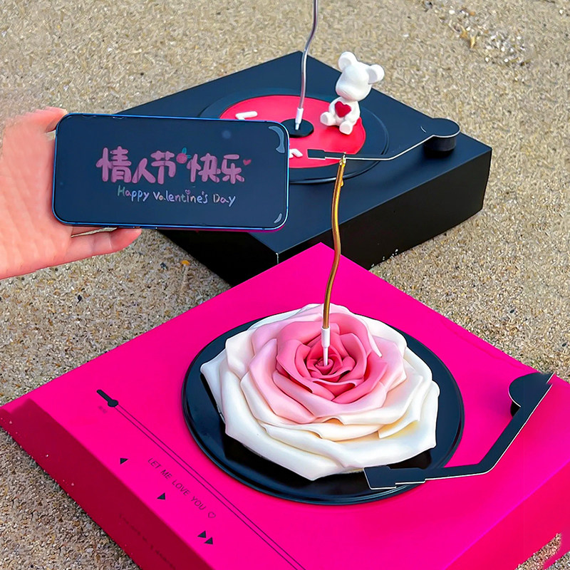 网红2.14情人节情侣告白唱片机蛋糕礼盒包装盒玫瑰花打包盒送女友,节庆用品/礼品,蛋糕/烘焙装饰用品,淘宝优惠券,粉丝福利购,淘宝优惠卷