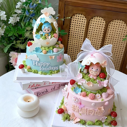 ins破壳100天可爱马宝宝男女宝满月生日蛋糕装饰蝴蝶蘑菇花朵模具